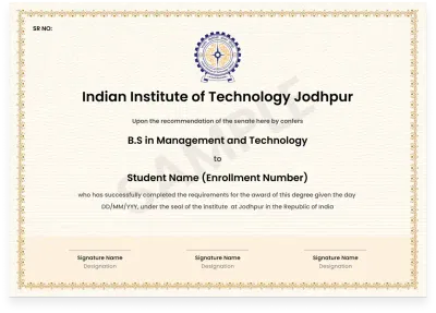 Degree from IIT Jodhpur