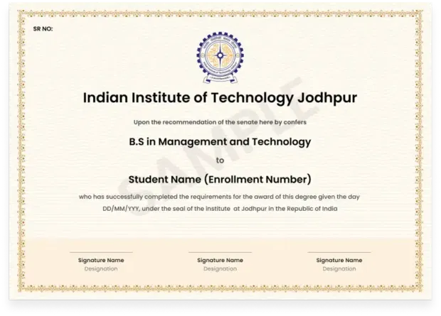 Degree from IIT Jodhpur