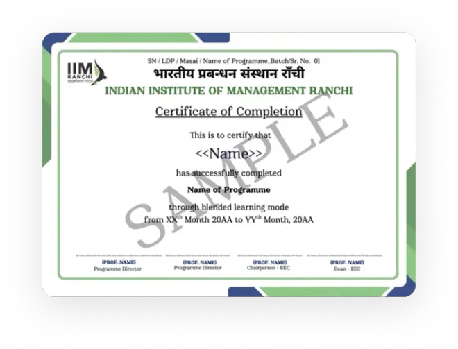 Certification by IIM, Ranchi